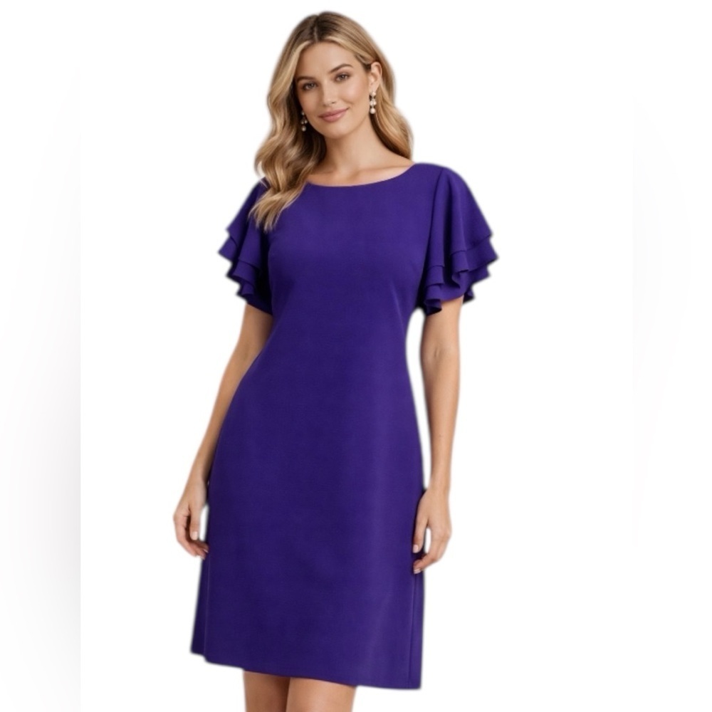 Jessica Howard Purple Dress Flutter Sleeve No Size Tag